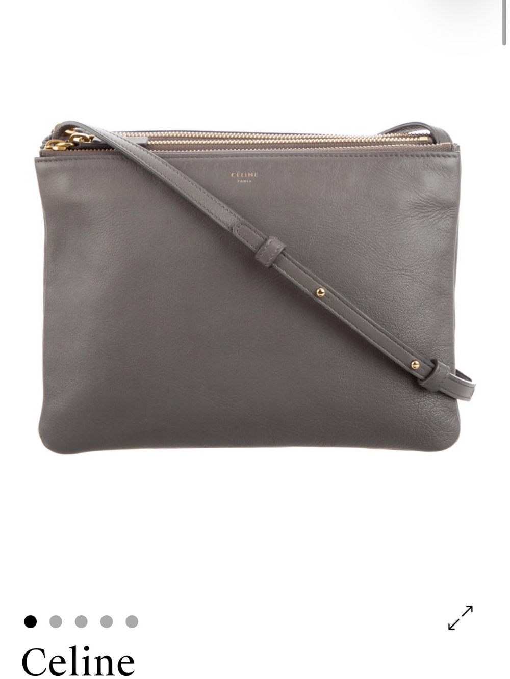 Celine Black Leather Crossbody Pouch with Gold Zip